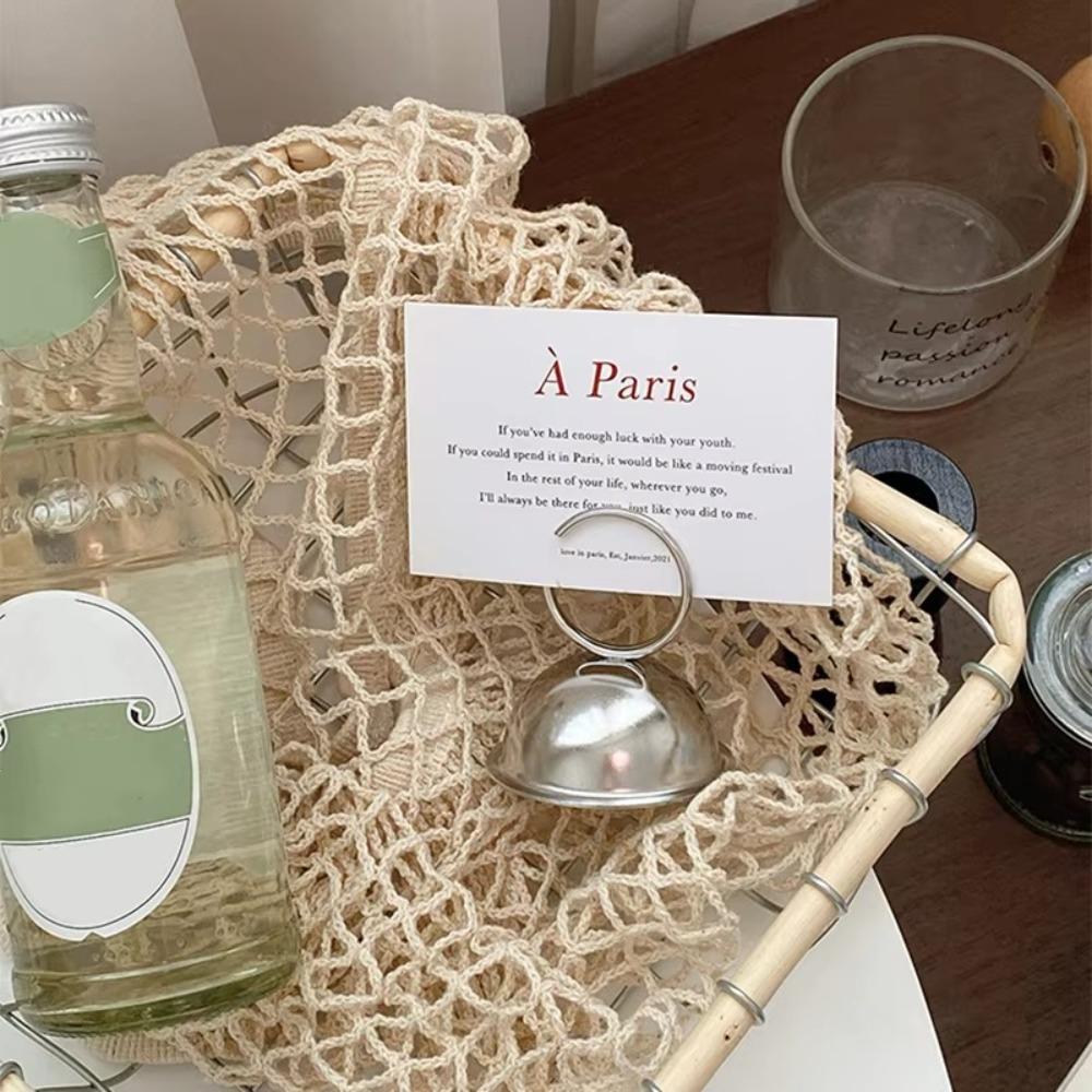 3pcs Stable Base Metal Memo Clips Silver Table Card Stand Name Card Holder Office Accessories