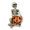 Halloween Skeleton Pumpkin Statue Spooky Pumpkin with Skull/Crow Sculpture Halloween Indoor Resin Ornament for Home Office Desk Decor
