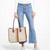 MICHAEL KORS Heidi Cotton Tote Bag, Shopping Bag, Handbag Large Women's Natural Leather Brown Multicolor 30S2GH6T3C-299