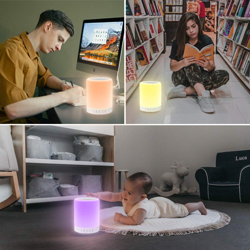 Custom Logo Led Touch Lamp Portable Table Speaker Pc Audio Desk Lamp Speaker Moon Light With Speaker for Christmas Holidays