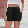 Women's Fashion Solid Color Drawstring Pocket Casual Shorts