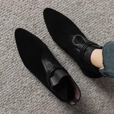 Women Ankle Boots 2026 Autumn Pointed Toe Suede Non-slip Short Boots Outdoor Casual Low Heel Zipper Fashion Boots Botas De Mujer