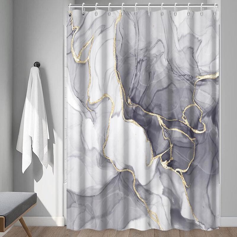 Handon Modern Gradient Marble Waterproof Shower Curtain