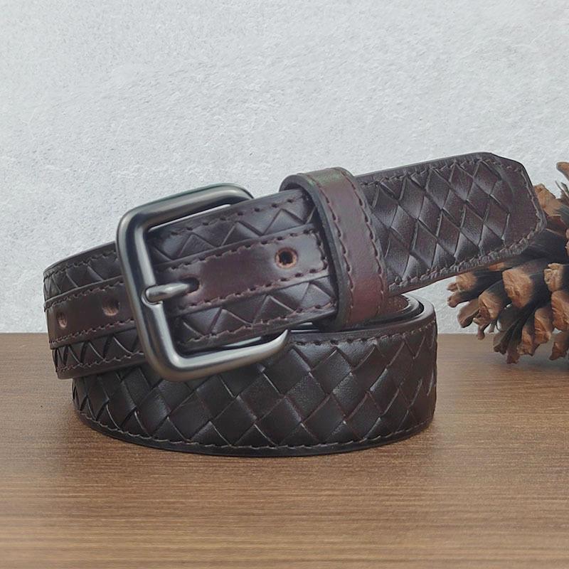 

Ремень ручной работы, мужской ремень из натуральной кожи, первый слой коровьей кожи, пряжка, повседневный деловой ремень, молодежный бренд 125cm темно-коричневого