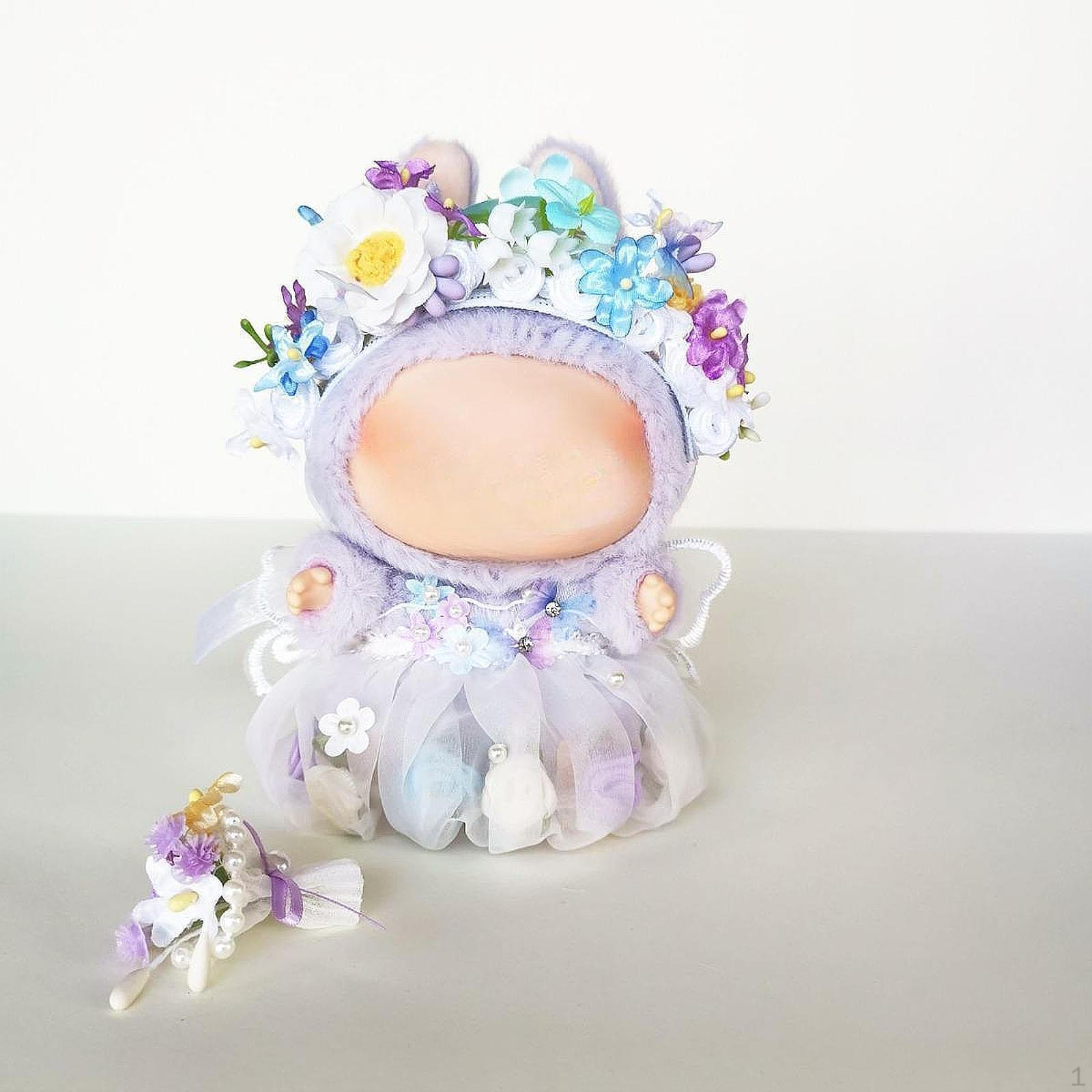 

3 предмета модных кукольных платьев с цветочной повязкой на голову и заколкой для костюмов на 15-17 см фиолетовый