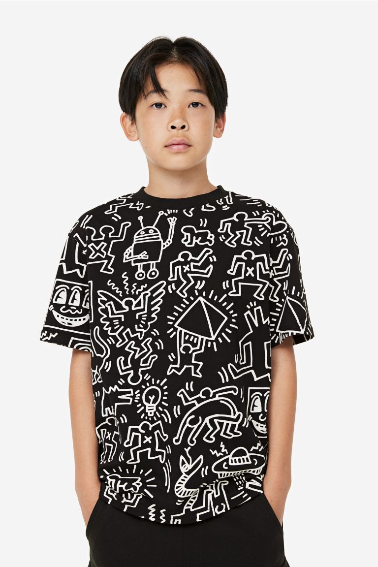 

Футболка с принтом HM черная Keith Haring