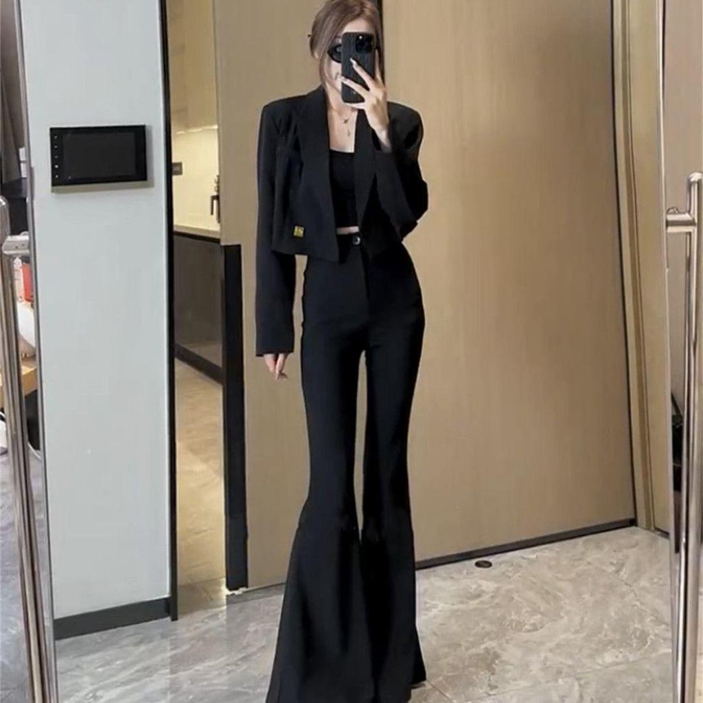 2025 Spring & Fall Petite Blazer and Flared Pants Fashion Set
