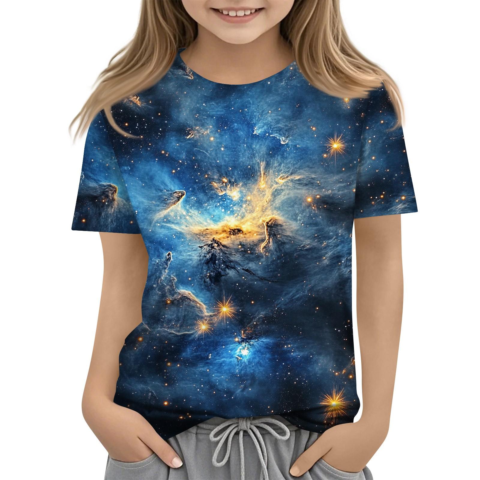 

Toddler Girl Boy Shirt Cute Starlit Sky Printed T-Shirts Kids Shirts 1-15Y 140