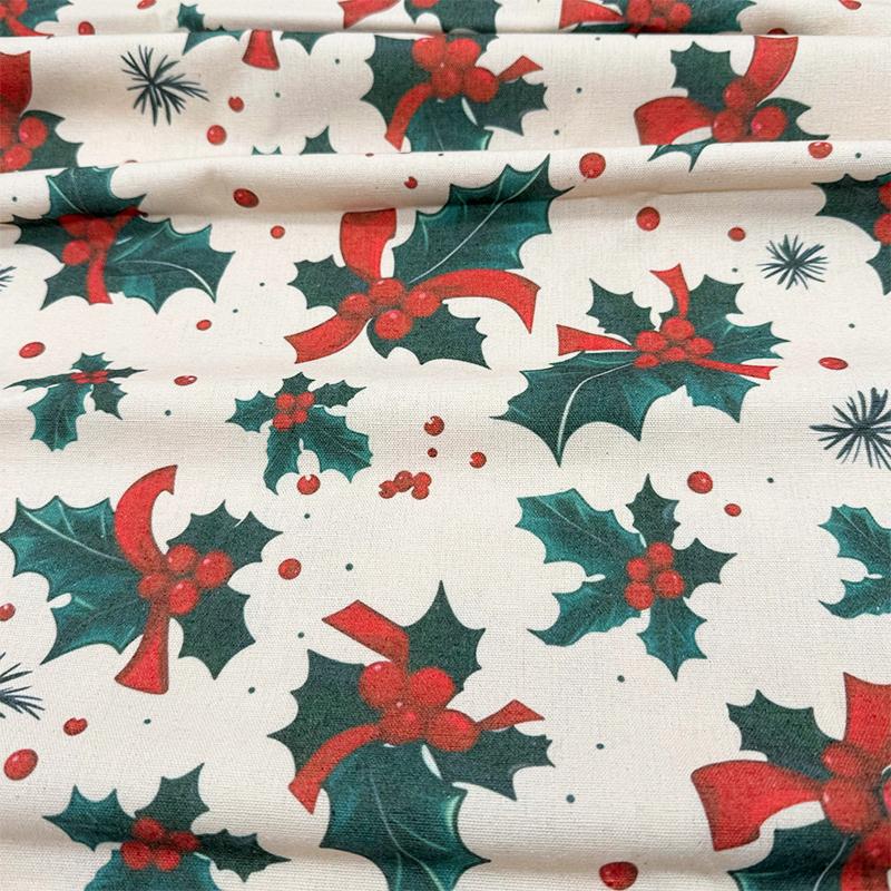 0.5m/1m/2m Cotton Linen Christmas Print Fabric For Tablecloths, Curtains, Christmas Decoration, Sofa Pillows Handmade DIY Fabric