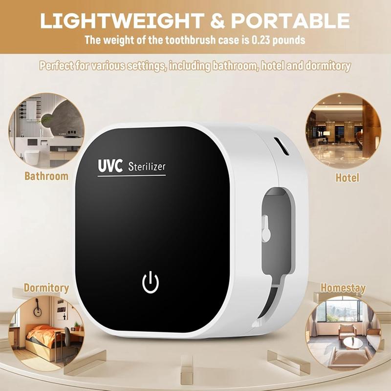 AT05-Suport periuță de dinți Montat pe perete Suporturi periuță de dinți cu 2 fante pentru periuțe Suport periuță de dinți electrică cu curățare și uscare