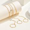 Stainless Steel Finger Ring Bracelet for Women, 18K Gold Plated Waterproof Hand Chain Tarnish Free