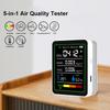 5 In 1 Digital Air Quality Monitor CO2 HCHO TVOC Humidity and Temperature Monitor CO2 Tester for Home Office LCD Rechargeable