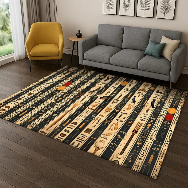 Egyptian Culture PrintLarge Carpet Anti-slip Wear-resistant Soft Mat for Living Room and Bedroom Rug So Classic and Beautiful