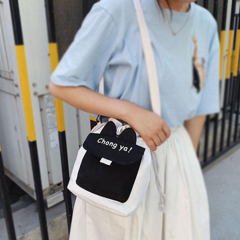 Stylish Canvas Shoulder Bag With Cute Rabbit And Carrot Pins Available In Multiple Colors