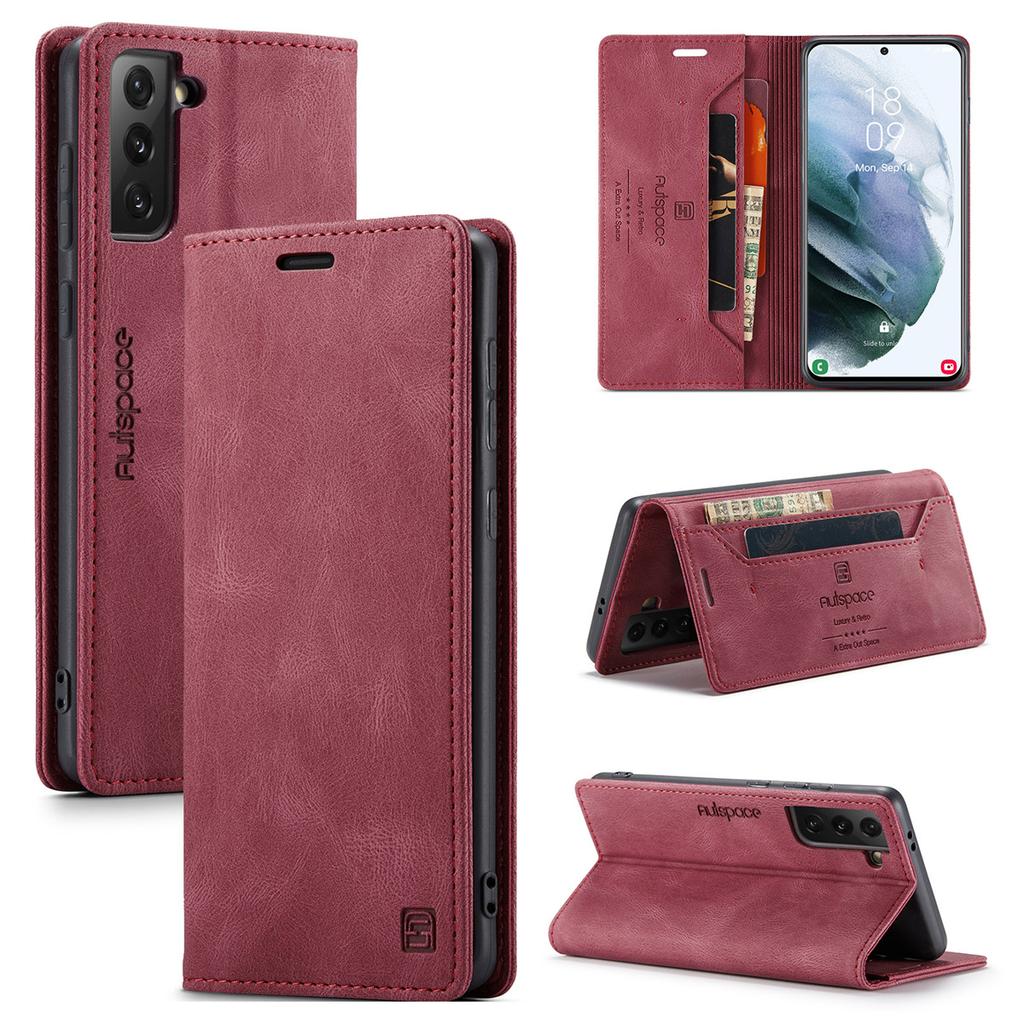 Premium Vintage Leather Wallet Case for Samsung Galaxy S21+ / S21 Plus - Flip Cover with Card Slots, Shockproof Retro Style (4 Colors)