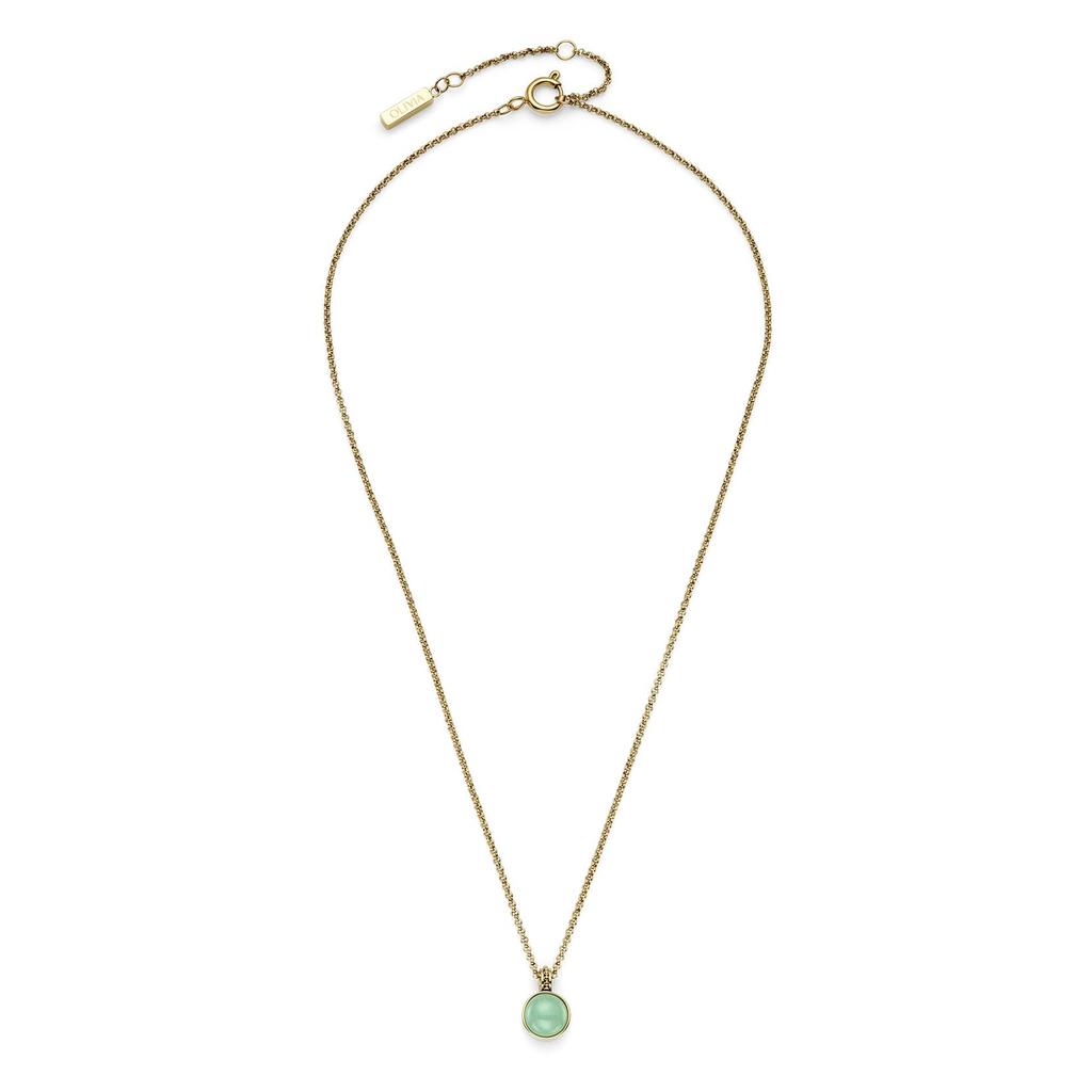 Olivia Burton Pendant Trend Aventurine and Women's Necklace, 24100352, Cabochon, Gold, Gemstones.