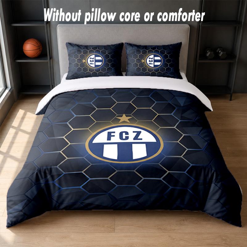 FC Zürich Design Bed Bedding Set 1 Duvet Cover + 2 Pillowcases Soft Breathable Household Bed Linens