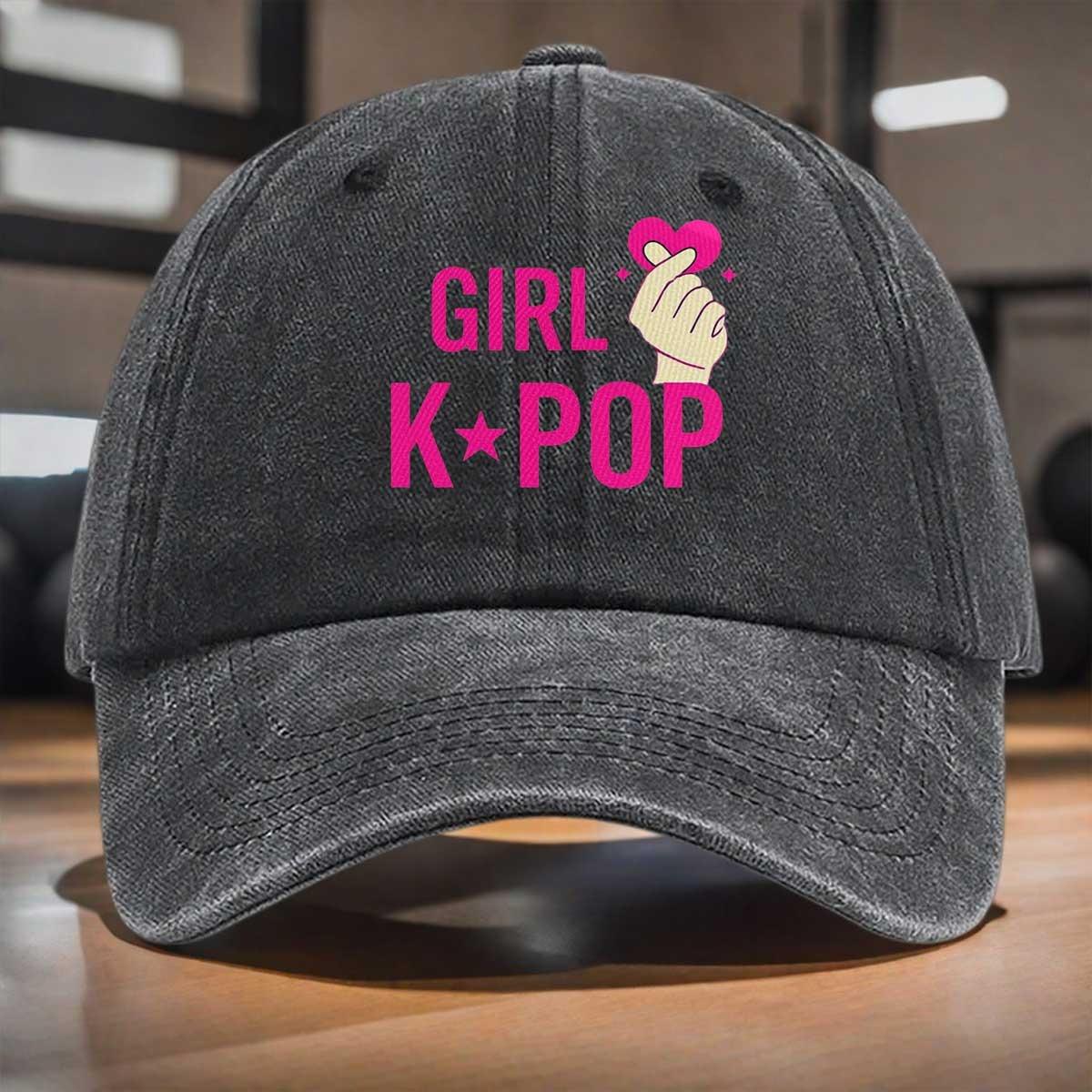pc A GIRL KPOP Printed Washed Baseball Cap an Adjustable Sunshade Hat Is an Essential Item for Parties And Fashionable Outfi 1pc
