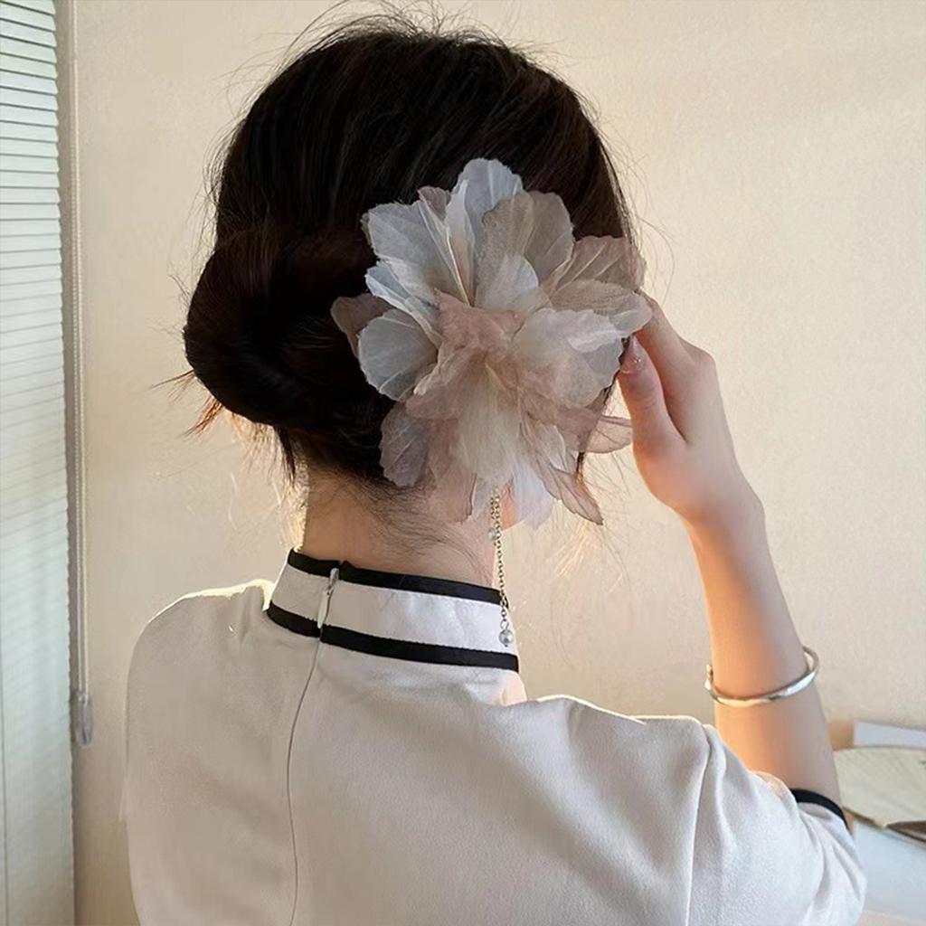 Moño de Flor para el Cabello con Perlas para Mujer Diseño Floral Retro Palillos para el Cabello con Borla de Perla para Mujeres, Niñas y Salón de Peluquería