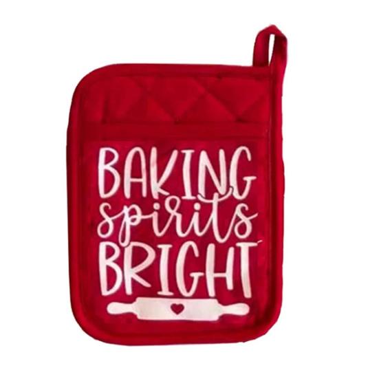 

Рождественская прихватка с карманом для хранения, термостойкая подставка для кастрюль и органайзер для кухонных инструментов, праздничные кухонные принадлежности для выпечки B