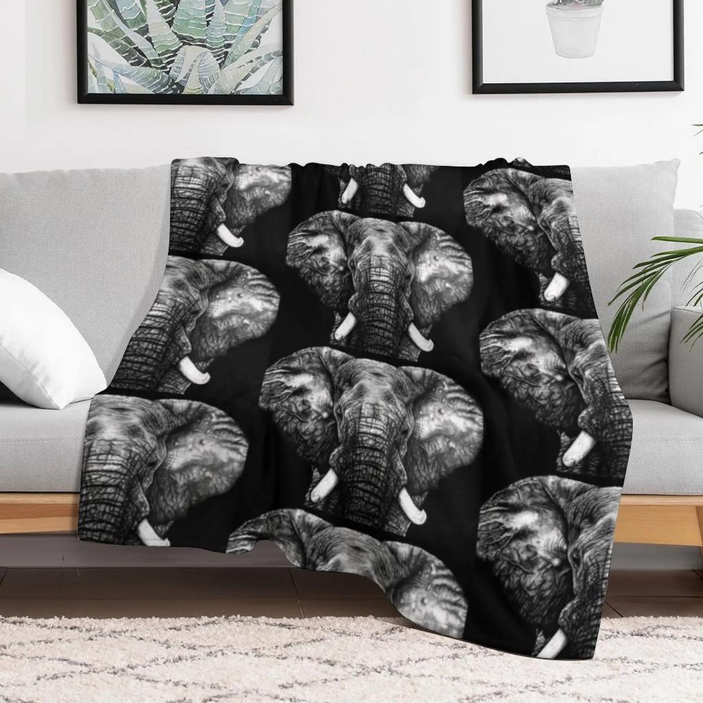 Biro Elephant Portrait Throw Blanket Stylish Decor Blanket Gift for Friends Roommate
