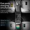 Caricabatterie da Auto 12V-24V 100W a 5 Porte 66W Super Ricarica Rapida Doppia USB+Type C con Display Tensione Cavo 150cm per iPhone/Android