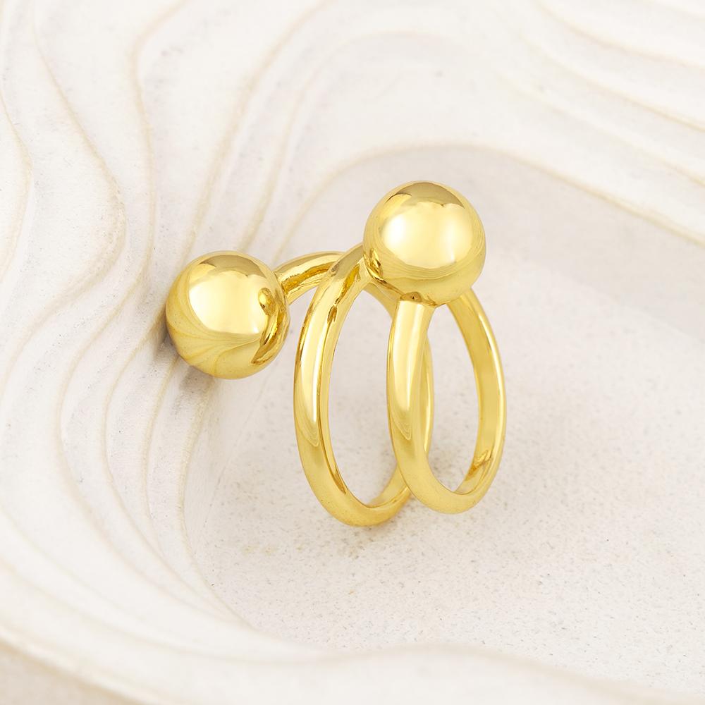 Nidin New Trendy Ball Shape Irregular Geometric Open Rings Adjustable For Female Double Layers Finger Jewelry Accessories Gift