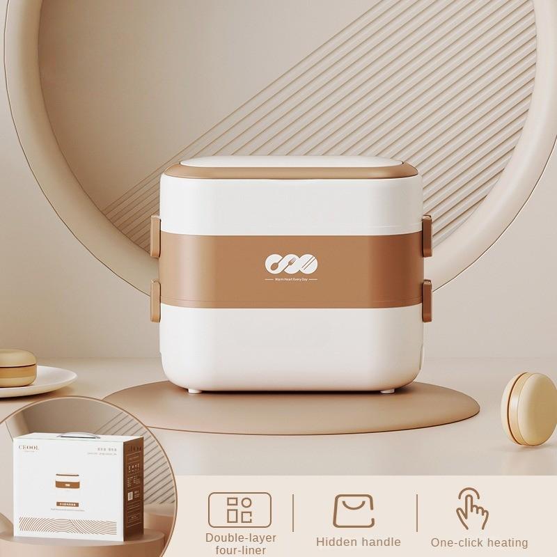 250W 1L/2L Boîte à repas électrique portable à faible bruit Multifonctionnelle Acier inoxydable Chauffage interne Boîte à lunch Prise secteur Cuisson à la vapeur Boîte Bento isolée