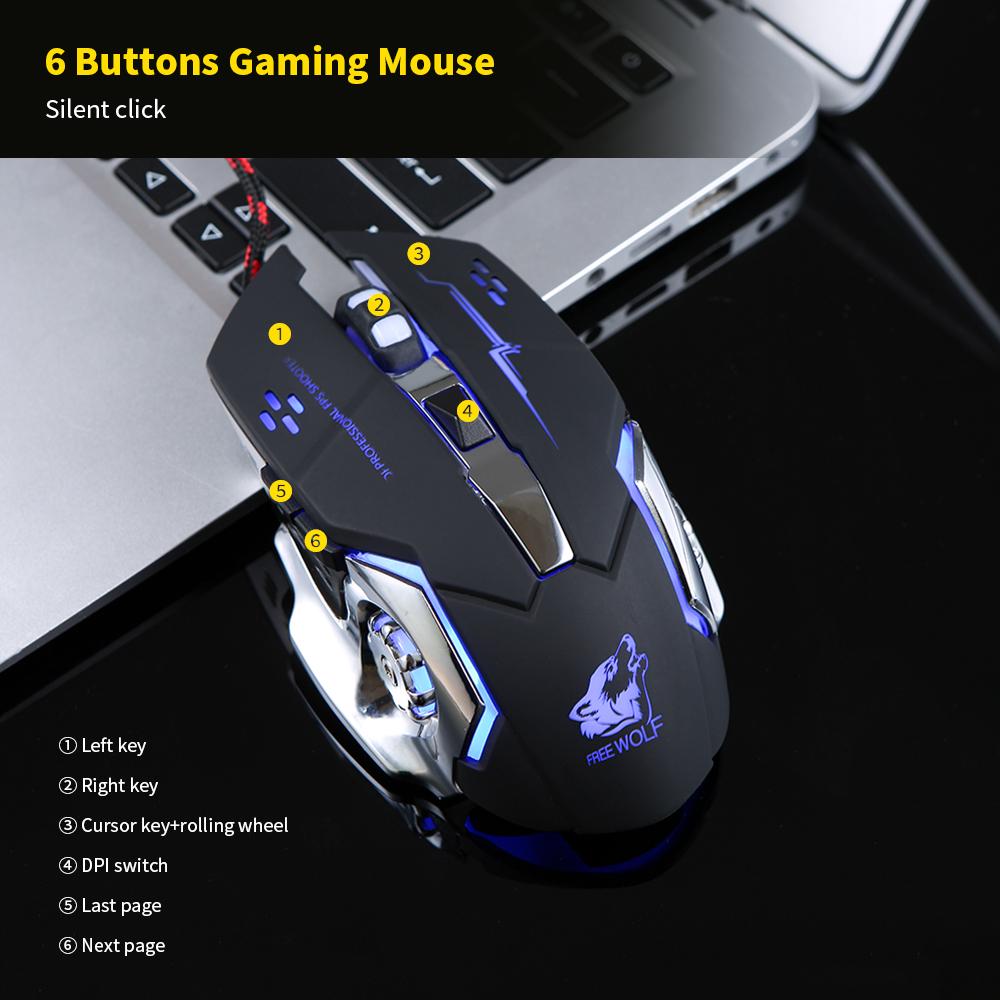 Buy Free Wolf Wired Gaming Mouse Professional FPS Mouse with 4000DPI ...