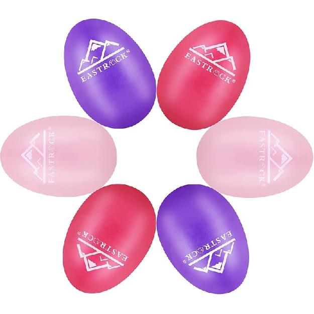 EastRock Egg Shaker Set 6 Hand Percussion Instrument Music Maracas Percussion Instrument Pink、purple、Dark Pink
