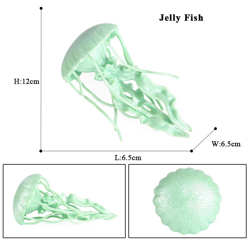 Oenux Ocean Animals Model Jellyfish Starfish Sea Anemone Coral Action Figures Aquarium PVC Miniature Educational Kids Toy Gift