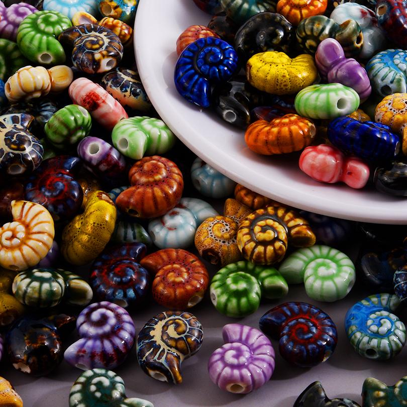 Different Style Random Mix Ceramic Beads For Jewelry Making Supplies Ball Flower Heart Star Loose Bead DIY Bracelets Accessories