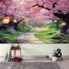 Enchanting Cherry Blossom Path Tapestry, Magical Garden Wall Hanging Decor, Romantic Floral Home Aesthetic Gift