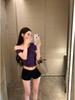 2025 Summer Trendy Off-Shoulder Crop Top for Women - Slim Fit, Short Sleeve