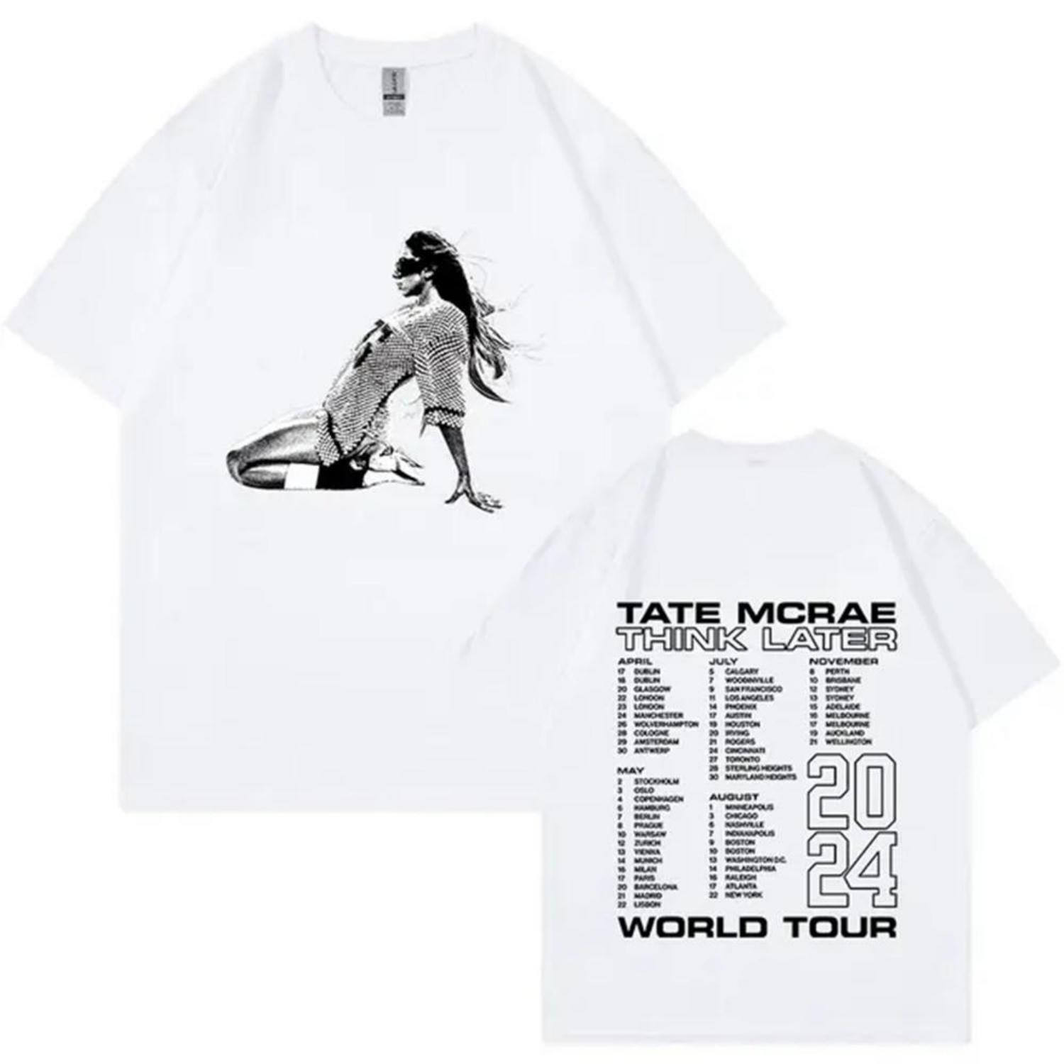 

Tate Mcrae The Think Later World Tour 2024 T Shirt Men Women s Fashion Vintage T-shirts Harajuku Short Sleeve Oversized 80302 XXXXXL чорний
