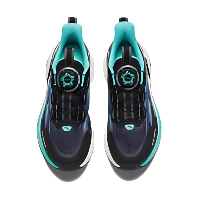 Anta Kids Victory Lite Non-Slip Shock Absorbing Wear-Resistant Low-Top Running Shoes Kids sneaker Black Silver Green 312425513-4