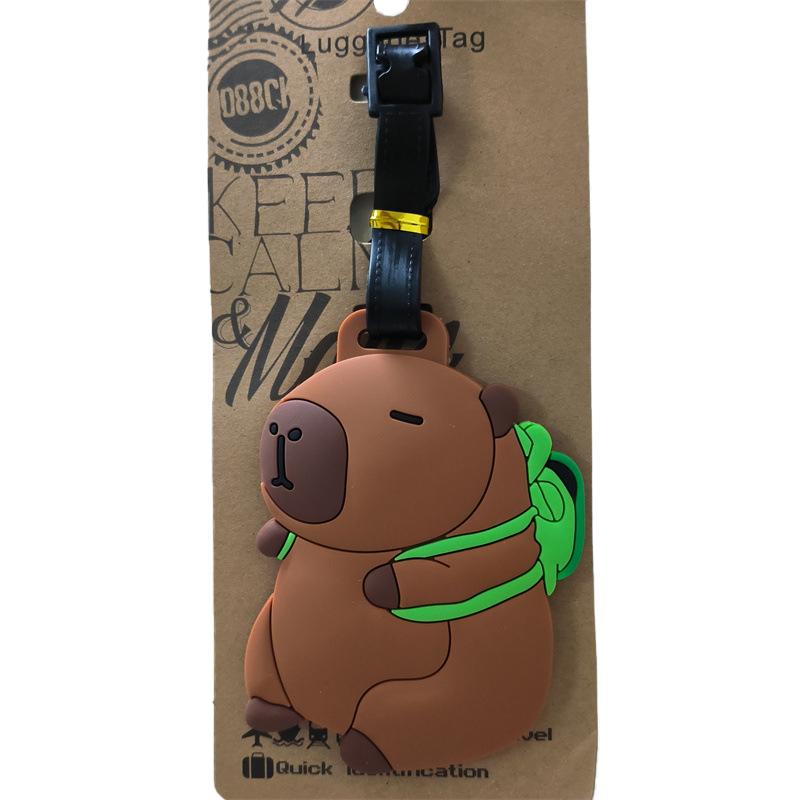 Kawaii Cute Capybara Bagasjemerke Kvinner Reisetilbehør Tegneserie Pvc Bagasjemerke Menn Bærbar Anti-Tap Adresse Navneskilt
