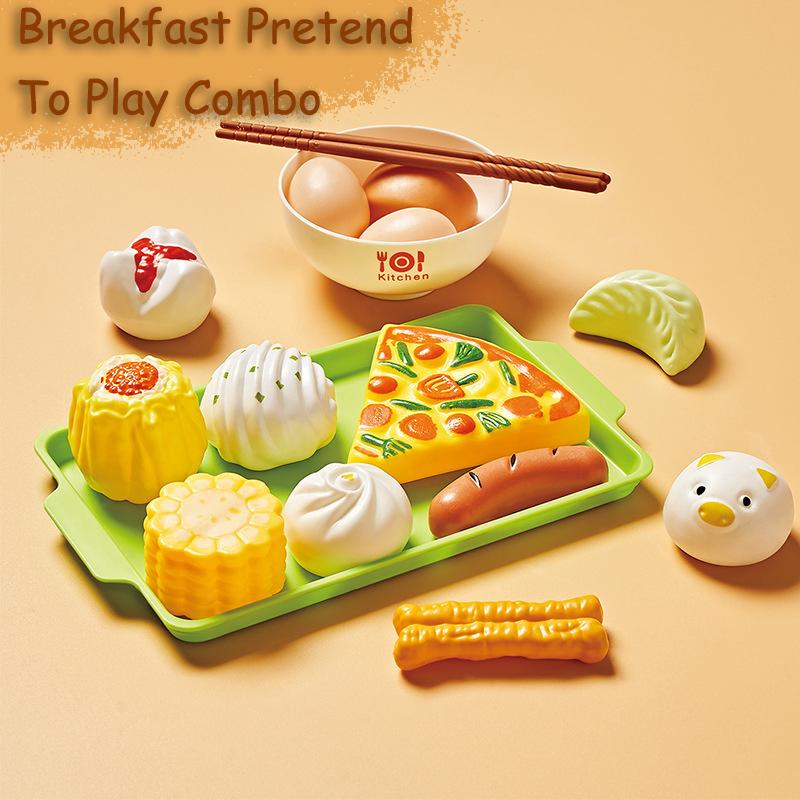 Kids Kitchen Toy Pretends Play Cooking Food Game Hamburger Pizza Snack Fruit Vegetable Simulation Food Set Of Toy For Girls Boys