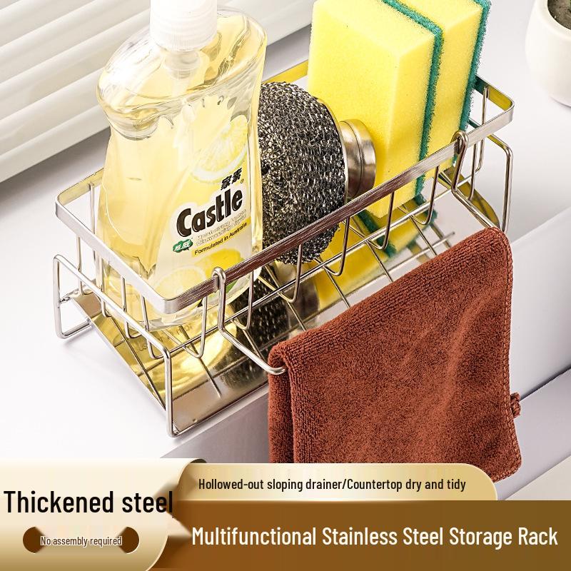 Faucet Sponge & Dishcloth Holder with Drainer