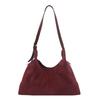 Große Kapazität Vintage Wildleder Textur Schultertasche mit oberem Griff für Damen Herbst Winter Einfach Vielseitig Pendler Handtasche
