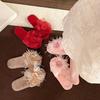 Fashion Fairy Style Plush Shoes Women's 2025 Autumn Winter Fashion Flower Warm Slippers Comfortable Short Plush Slides Pink Red Khaki