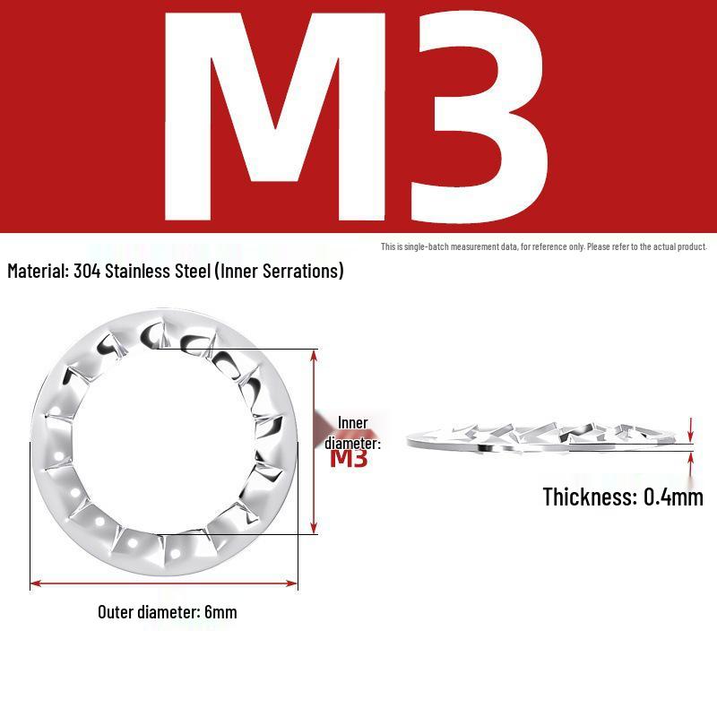

304 Stainless Steel Internal Tooth Lock Washer, Stop Nut, and Anti-Loosening Washer M3-M20.