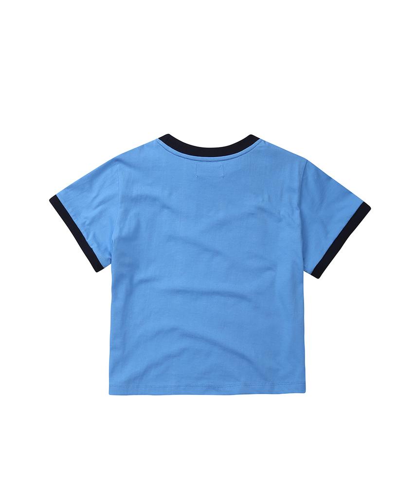 EEERRR Saint Licence Artwork Semi-Crop Ringer T-Shirt (Blue)