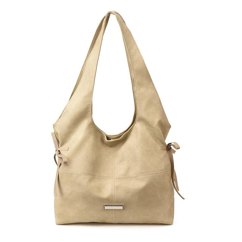 Minimalist Oversized Tote Bag Shoulder Bag for Women Side Tie Details for Everyday Use хаки