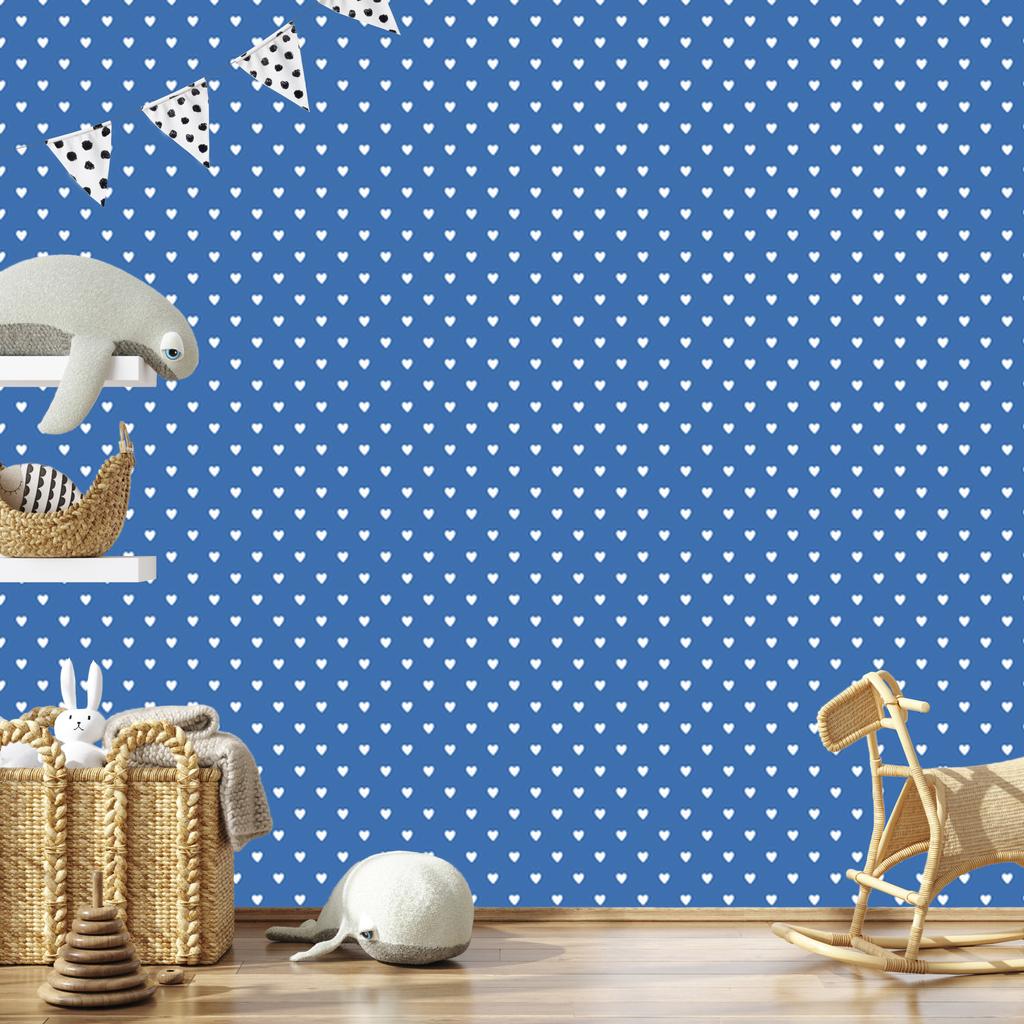 Blue, Azure and White Hearts Wallpaper 50x1000