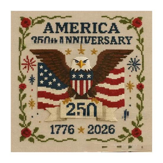 USA 250-årsjubileum Broderisett DIY Nålbinding Nybegynner Patriotisk Minne Broderimønster Suvenirgave for Nybegynnere Veteraner Militære