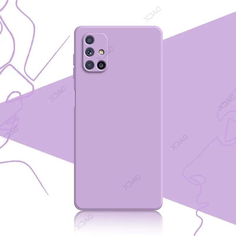 Mobile Phone Case for Samsung Galaxy M51 SamsungM51 360 Soft Luxury Square Liquid Silicone Back Cover Anti-fall Coque