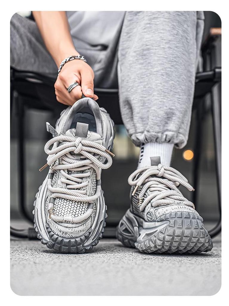 2025 European Men's High-End Trendy Dad Shoes - Autumn Casual, Height-Increasing Sports Style