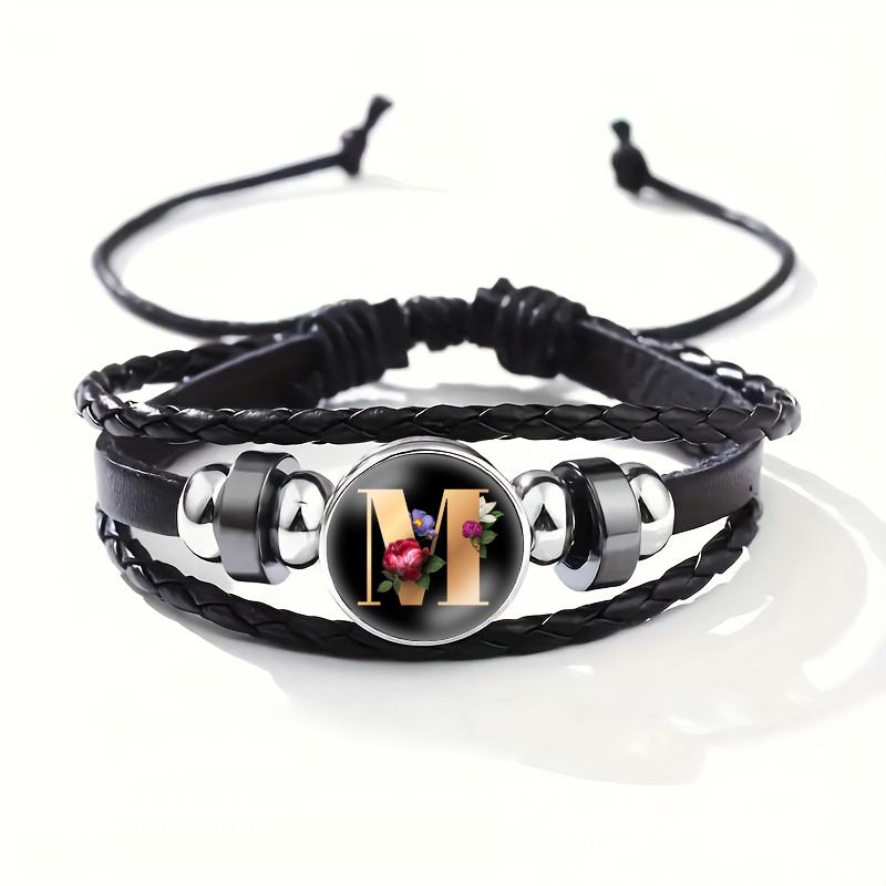 26 Letters A-Z Handmade Leather Bracelet Woven Multi-layer Punk Id Name Friendship Couple Bracelet