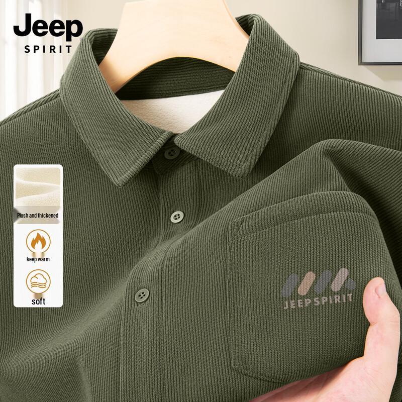 

JEEP SPIRIT Men s Corduroy Long Sleeve Turn-Down Collar Shirt XL